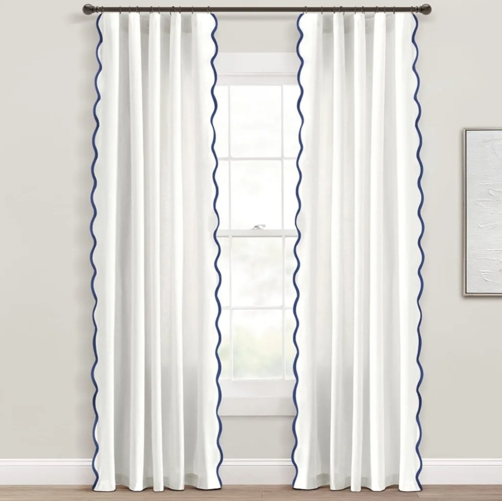 Lush Coastal Chic Shallop Edge 2 Panels Curtains